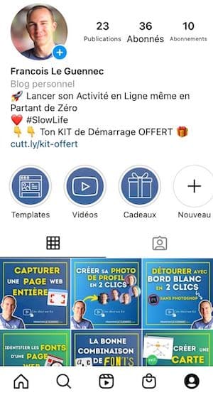 Profil Instagram de Francois Le Guennec avec le lien du Kit de Démarrage Offert pour lancer son activité en ligne